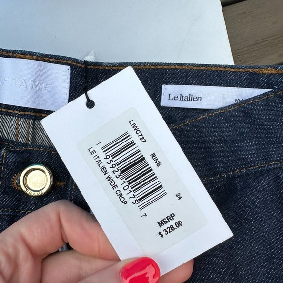 Frame Denim Le Italien Wide Leg Crop Jeans Sz 24 Rinse Blue Denim High Rise - Picture 3 of 7
